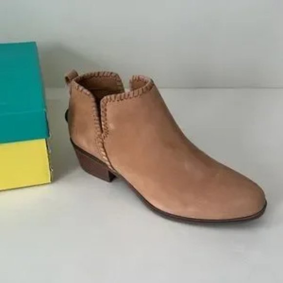 Jack Rogers Suede Ankle Boots Tan Oak Waterproof Layla Booties size 8.5 NEW - Picture 3 of 12